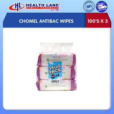 CHOMEL ANTIBAC TISSUE LEMBAP 100'Sx3